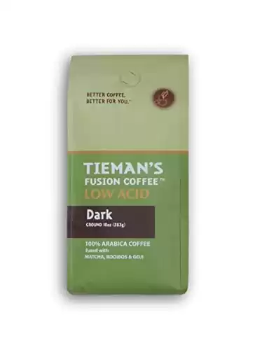 Tieman's Fusion Coffee, Low Acid Dark Roast, Ground, 10-Ounce bag