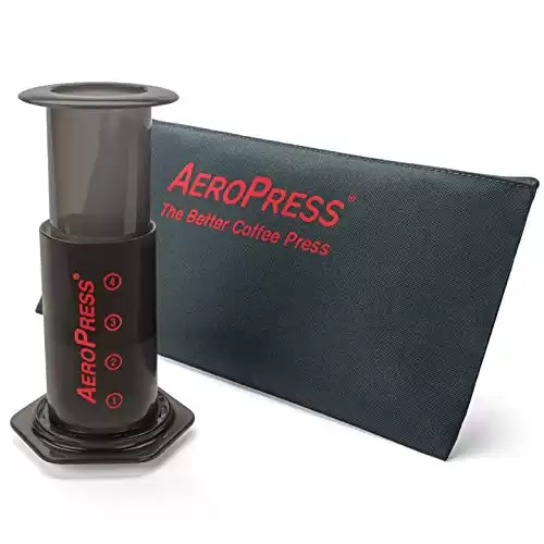 AeroPress Original Coffee and Espresso Maker with Tote Bag - Quickly Makes Delicious Coffee Without Bitterness - 1 to 3 Cups Per Press