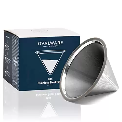 OVALWARE Paperless Stainless Steel Pour Over Coffee Filter