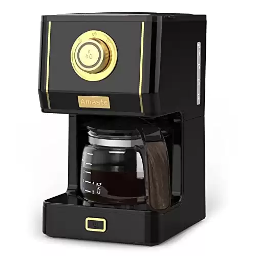 Amaste Coffee Maker, 25 Oz Drip Coffee Machine with Glass Coffee Pot, Retro Style Coffee Maker with Reusable Coffee Filter & Three Brewing Modes, 30minute-Warm-Keeping, CM 1003AE-Black