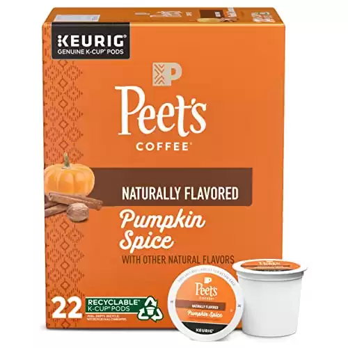 Peet's Coffee, Flavored Coffee Gifts K-Cup Pods for Keurig Brewers - Pumpkin Spice 22 Count (1 Box of 22 K-Cup Pods)