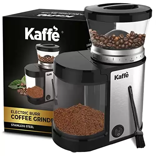 Kaffe Burr Coffee Grinder Electric w/Adjustable Settings for Precision Coffee Bean Grinding