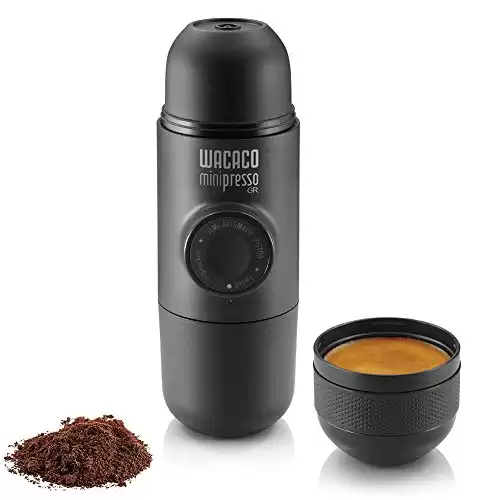 WACACO Minipresso GR, Portable Espresso Machine, Compatible with Ground Coffee, Handheld Coffee Maker, Travel Gadgets, Manually Operated, Perfect for Camping, Hiking