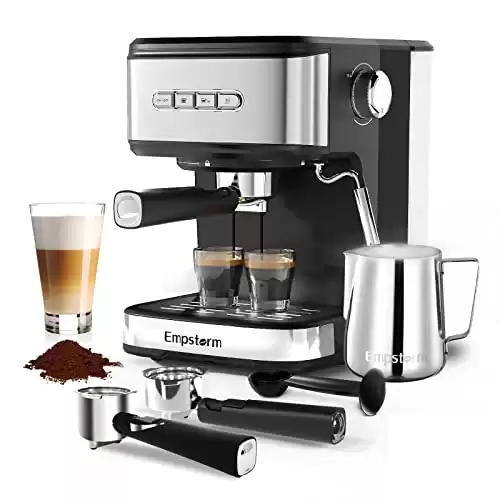 Ihomekee Espresso Machine Coffee Makers 15 Bar Cappuccino Machines with  Milk Frother for Espresso/Cappuccino/Latte/Mocha for Home Brewing 1350W 